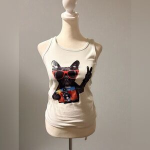2 Handmade Cat & Jack Cream Tank‎ Top with Dog Print